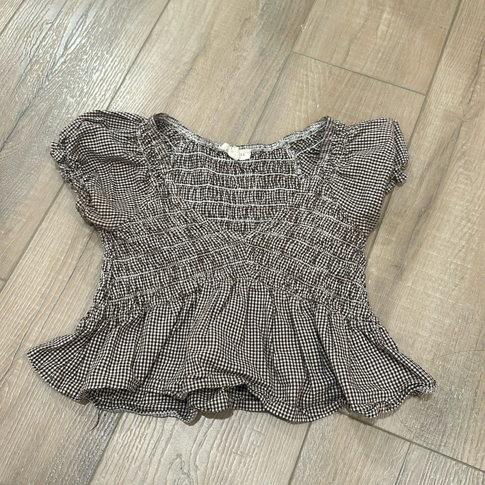 Brown Ruffle Crop-top
